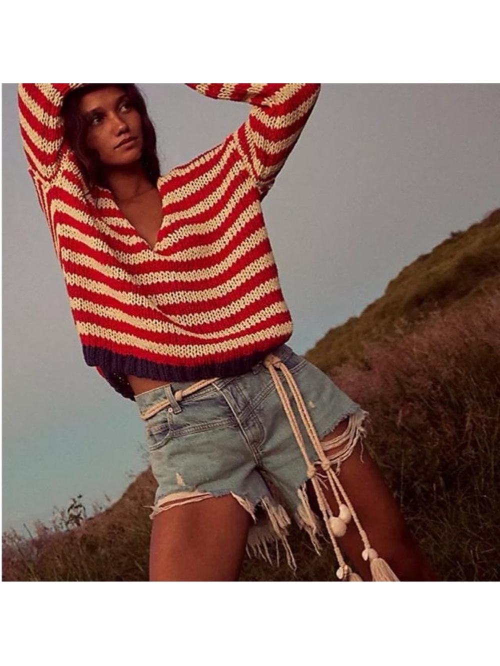 We The Free Double yolk shortie frayed denim cut off shorts